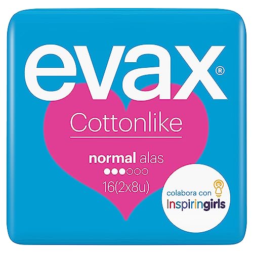 Evax Cottonlike Compresas con Alas, Normal, 64 Unidades, Hasta 100% Limpia y 0% Olor