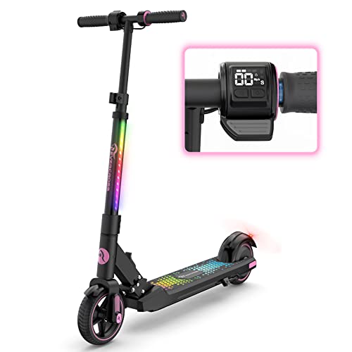 EVERCROSS EV06C Patinete Eléctrico, 6,5'' Plegable, hasta 15 KM/H & 8 KM, Pantalla y Luces LED Coloridas, Patinete para Niños 6 a 12 Años Liviano E