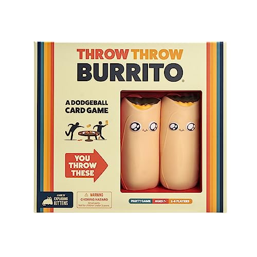 Exploding Kittens Throw Throw Burrito Card Games for Adults Teens &amp, Kids, A Dodgeball Card Game, Lingua Inglese