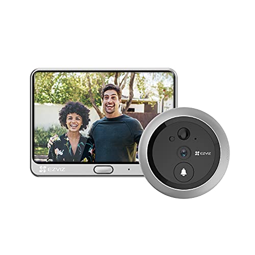 EZVIZ Mirilla Digital de Puerta con Pantalla LCD de 4.3'' Cámara Video Timbre Inalámbrico Monitor con Batería Recargable de 4600 mAh, Detección de Movimiento PIR, Audio Bidireccional, DP1C, Metálico