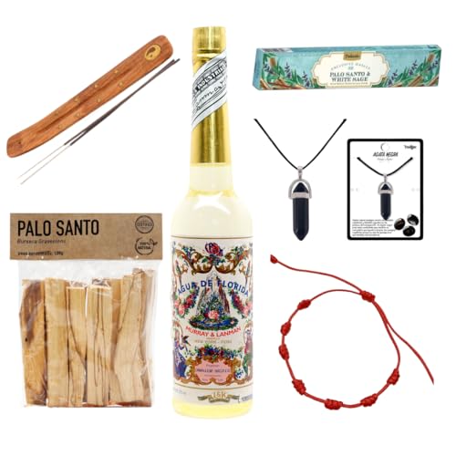 Familycom Florida Agua de Perú Original Pack Limpieza Espiritual. 6 productos. Incienso Palo Santo y Salvia Blanca. Porta Inciensos. Pulsera Roja 7 nudos y Piedra Agata Negra Familycom Florida Agua de Perú Original Pack Limpieza Espiritual. 6 productos. Incienso Palo Santo y Salvia Blanca. Porta Inciensos. Pulsera Roja 7 nudos y Piedra Agata Negra