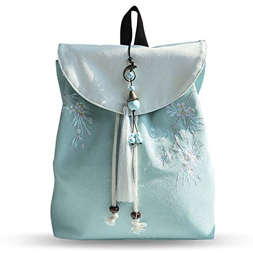 FANDARE Mujer Mochila Bordado Bolso Escolar Niña Estilo étnico Backpack Universidad Viajes Compras Citas Mochilas Duradero Lona Ewha A