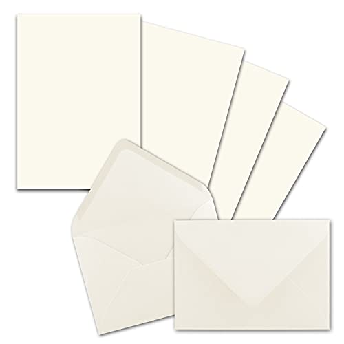 FarbenFroh by GUSTAV NEUSER 25 juegos de papel de carta DIN A5 con sobres C6, adhesivo en húmedo, blanco natural (blanco), papel para escribir de acabado mate con sobres