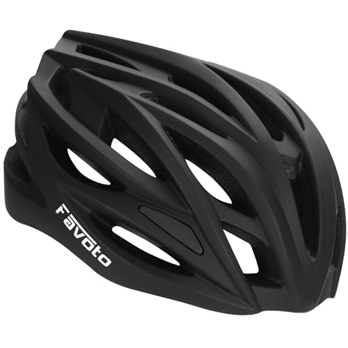 Favoto Casco de Bicicleta Ajustable, Casco de Ciclismo con Forro para Hombre Mujer Adultos, Casco de MTB Carretera Montaña Certificado CE TUV, 54-62cm Negro