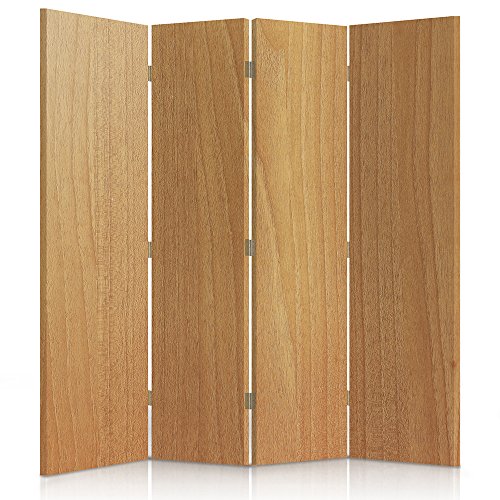 Feeby Biombo Tableros Madera 4 Piezas 145x180 cm Unilateral Divisor Plegable Decoracion Separador de ambientes Moderno Diseño Habitación Salón Oficina Dormitorio Home Office Paneles Rústicos Marrón