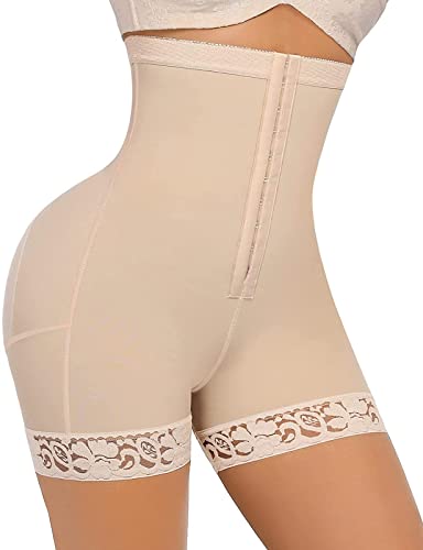 FeelinGirl Faja de Cintura Alta Patalón Modelador para Mujer Shapewear Lumbar Beige Cintura 90-96cm(XXL/Talla 46)