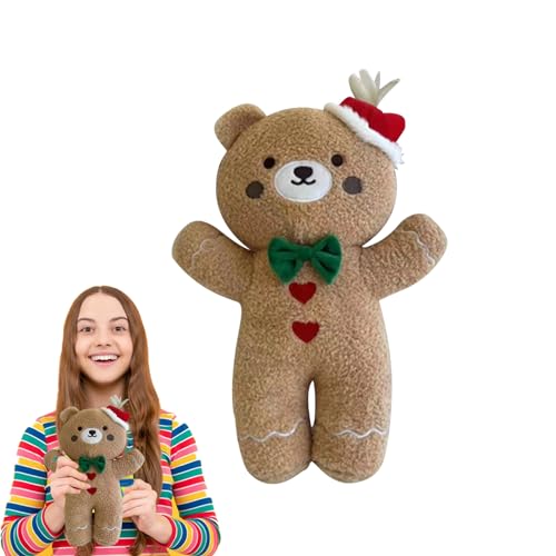 Felpa de pan de jengibre, almohada de peluche de algodón, acogedor juguete de peluche de pan de jengibre, manta de peluche de oso de peluche, juguetes de almohada de oso de peluche, cojín festivo con