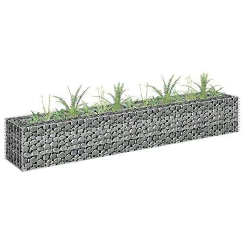 Festnjght Jardinera Exterior Arriate de Gaviones Gavión de Piedra Gavión Cesta de Gaviones Espaciador Muro de Gaviones Valla de Gaviones Decorativos para Jardín Terraza 180 x 30 x 30 cm