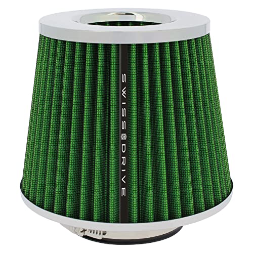 Filtro de Aire Universal para Coche Incluye 4 Adaptadores 60mm 65mm 70mm 77mm Filtro deAire Abierto Entrada Alto Flujo Limpiador de Aire Color Verde