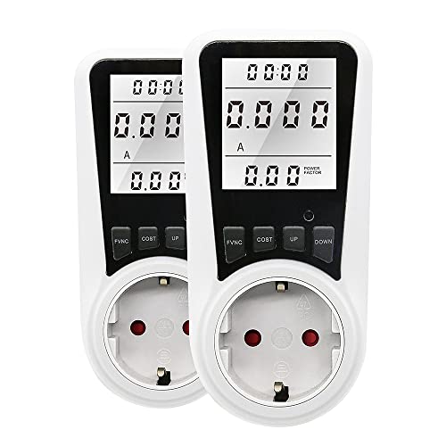 Fiotha Medidor de Energía, Contador Electrico, Vatímetro, Medidor de consumo de energía electricidad uso monitor analizador, medidor de potencia con pantalla grande, protección de sobrecarga 3680 W