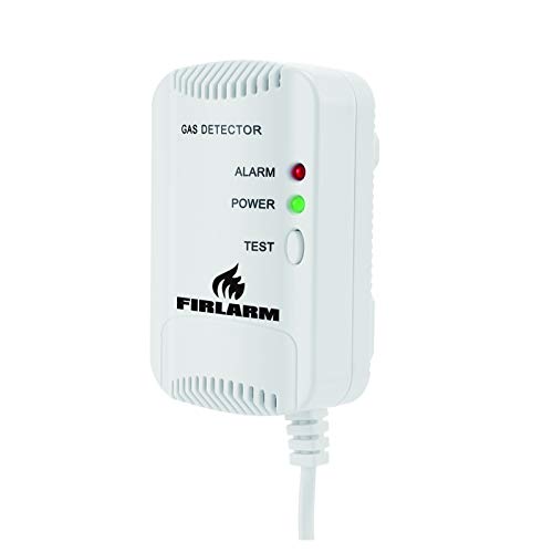 Firlarm - Detector de Gas, Alarma de Gas LPG/Gas Natural/Ciudad, Monitor de Gas butano propano de metano, Advertencia de luz estroboscópica Monitor, Sensor de Fugas de Gas enchufable (Blanco)