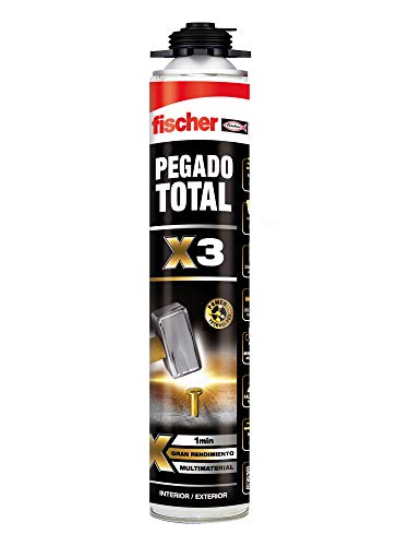 fischer - Espuma de poliuretano, Pegado total X3 gran adherencia en interiores y exteriores (750 ml)