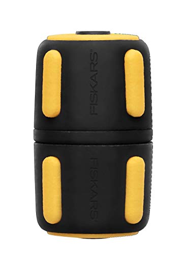 Fiskars Reparador de mangueras, Ø 9 mm (3/8"), Con puntos de contacto SoftGrip y sistema de codificación por colores, Tamaño universal, 20 g, Negro/Amarillo, 1027063