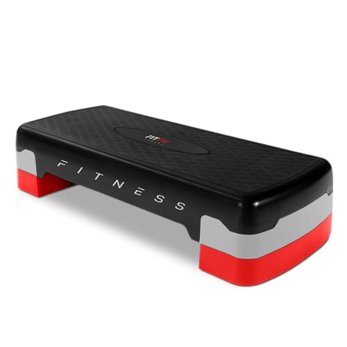 FITFIU Fitness PS-150 - Plataforma Step regulable en 2 alturas, base antideslizante, ejercicio cardio, aerobic y fitness en casa, peso máx. usuario 120kg