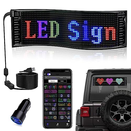 Flexible Panel Led Publicidad Exterior, Personalizado Rotulo Luminoso Led, Letrero Led Programable para Auto, Pantalla Led De Texto Tablero De Pantalla Led Bluetooth RGB-controlado con La Aplicación