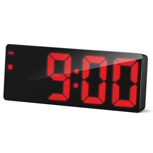 Flysocks Reloj Despertador Digital, no Hace tictac, Brillo Ajustable, Gran Pantalla LED Alimentado USB, con Modo de Ahorro de Energía