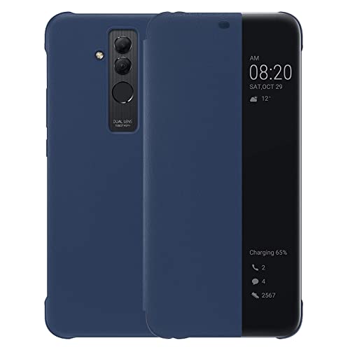 Funda para Huawei Mate 20 Lite, funda de piel sintética de lujo para teléfono móvil, Smart View Flip Cover [modo de ahorro de energía] [Protección integral] (Mate20Lite, azul)
