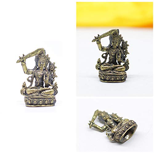 Gandhanra 13 tipos de figuras de estatua de Buda tántrica tibetana de 2 pulgadas, talladas a mano en Nepal, aspecto de latón antiguo, amuleto de la colección superior, decoración del hogar (Manjusri)