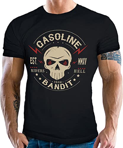 Gasoline Bandit- Camiseta manga corta para ombre, negro, L