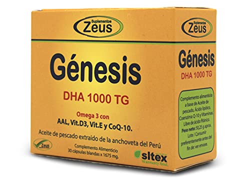 GÉNESIS DHA | Contribuye tanto a nivel cerebral como cardiovascular | Complemento Alimenticio a base de Aceite de pescado, Ácido lipoico, CoQ10 y Vitaminas | 30 Cápsulas Blandas GÉNESIS DHA | Contribuye tanto a nivel cerebral como cardiovascular | Complemento Alimenticio a base de Aceite de pescado, Ácido lipoico, CoQ10 y Vitaminas | 30 Cápsulas Blandas