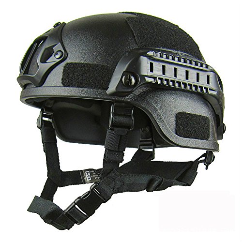 GEZICHTA MICH 2001 - Casco protector de airsoft, versión de acción táctica, con soporte NVG y rieles laterales para aire libre, para Airsoft Paintball CS, negro