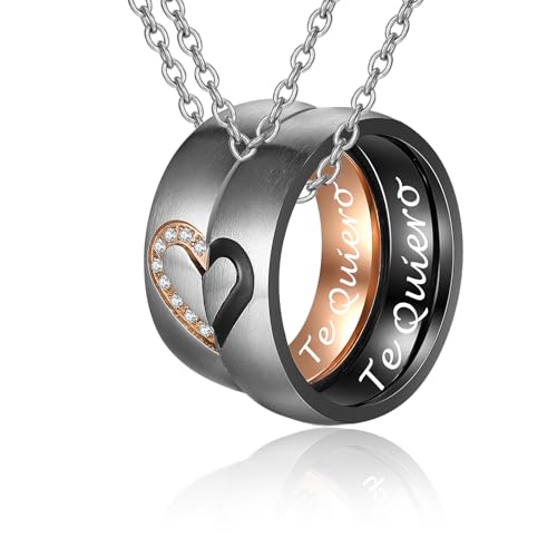 Gkmamrg Regalo aniversario Pareja Collar - Corazón Anillos Colgante para Parejas de Rompecabezas, el Mejor Regalo para ti y tu Amante