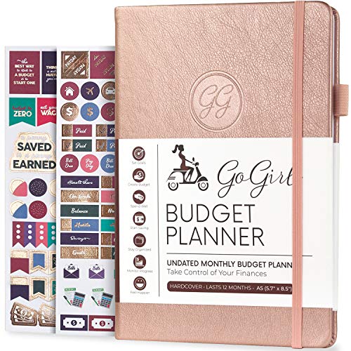 GoGirl - Planificador de presupuestos mensual, planificador financiero, libro de presupuestos, diario para controlar tu dinero, sin fecha - Inicio en cualquier momento, A5, dura 1 año - Oro Rosa