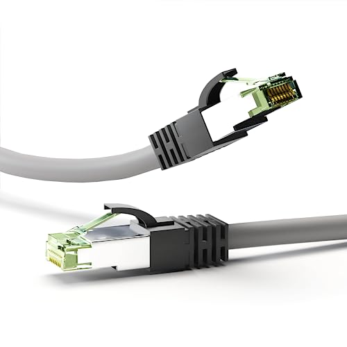 Goobay 55136 RJ45 cable de conexión CAT 8.1 / enchufe RJ45 / 8K Gaming PS5 Playstation 5 & Xbox / 2.000 MHz/cable de red OFC/cable DSL/Gris/Cable LAN 1 m