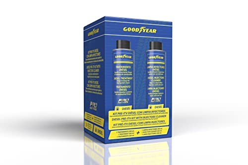 Goodyear Kit Pre-ITV Diésel con Limpia Inyectores Goodyear Pro Additives. Aditivo de Combustible Diésel 300+300 ml