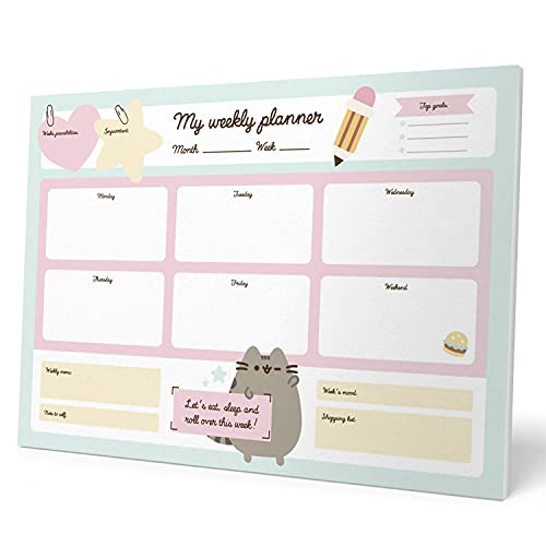 Grupo Erik Bloc planificador semanal A3 Pusheen - Organizador semanal - Planificador semanal - Planning escritorio - Material escolar y papeleria - Producto con licencia oficial