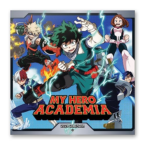 Grupo Erik Calendario 2024 pared My Hero Academia - Calendario pared 2024 - Planificador mensual 30x30 cm | Calendario My Hero Academia 2024 - Calendario manga 2024