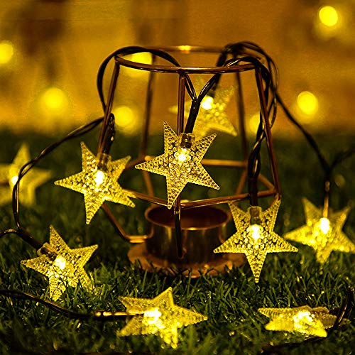 Guirnalda Luces Exterior Solar, 12M 100 LED Cadena de Luces de Navidad Solares Exteriores 8 Modos IP65 Impermeable Decoración del Navidad, Bodas, Balcón,Patio, Jardín, Fiestas (Blanco Cálido)