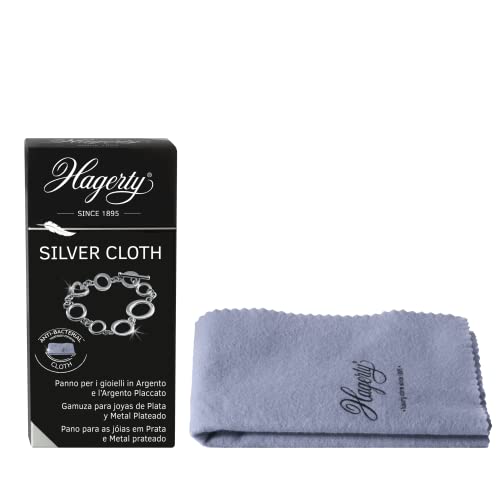 Hagerty Silver Cloth Paño para limpieza de joyas 36x30cm I Paño de algodón impregnado en seco I Paño limpiador de plata con protección contra el óxido, limpia joyas de plata o plateadas