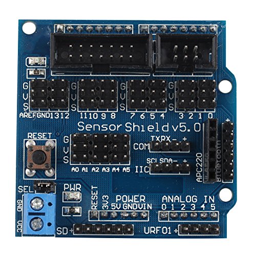 HALJIA Sensor Shield V5.0 Tarjeta de expansión Compatible con Arduino UNO Mega R3 2560 Duemilanove Robot módulo de expansión v5.0