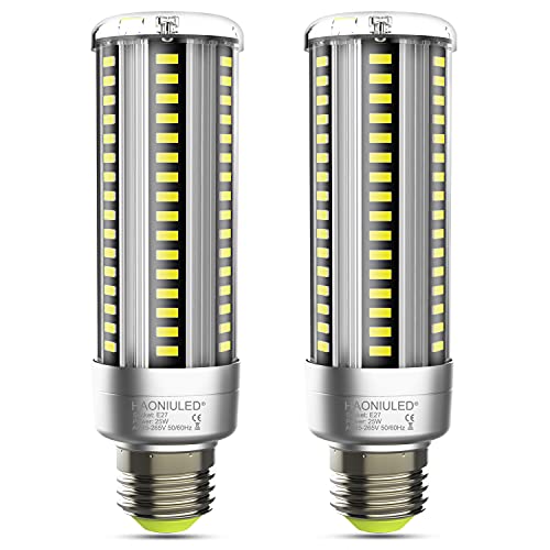 HAONIULED Bombillas LED E27 de 25 W, E27, luz blanca fría, 3000 lm, repuesto de 250 W, bombilla E27, bombilla de maíz, bombilla de bajo consumo de energía, 2 unidades