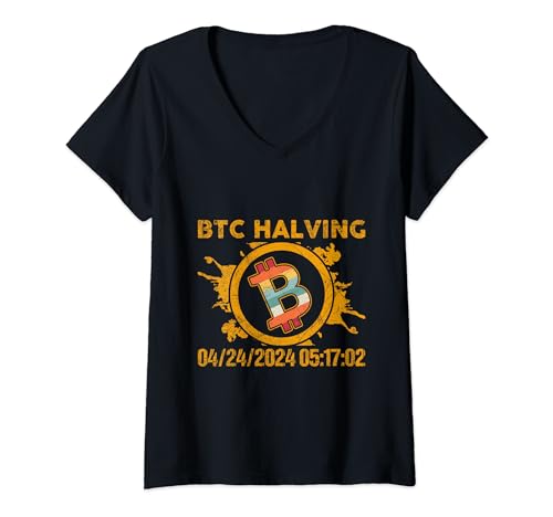 Hardware de minería de Bitcoin, comercio de blockchain, reducción a la mitad de BTC en 2024 Camiseta Cuello V