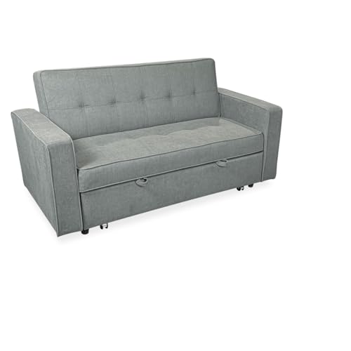 Homey Sofá Cama de 2 Plazas Modelo Aron, Diseño Moderno, Práctico y Funcional, con Reposabrazos, Madera, Gris, 167cm (Largo) x 90cm (Fondo) x 96,5cm (Alto)