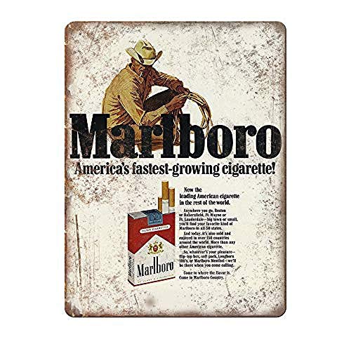 HONGXIN Marlboro - Cartel de metal para pared, diseño retro de cigarrillos, decoración de bar, cafetería, garaje, oficina