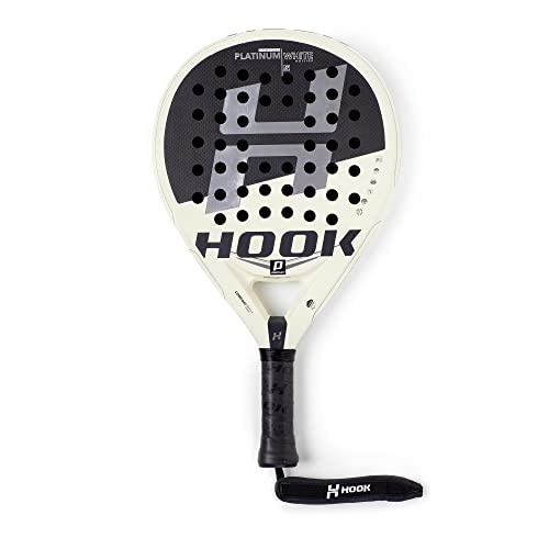 Hook - Pala de Pádel Unisex - Platinum White Art - 355/365 g - 100% Carbono - Control Explosivo 100% - EVA - Balance Medio - Tacto Arena - Redonda