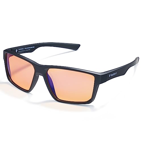 Horus X• Gafas Gaming - Filtro Proteccion Máxima - Anti Luz Azul Pantallas (Video Juegos Consola Ordenador PC) - Accesorio Gamer Esport - Hombre y Mujer | Amber