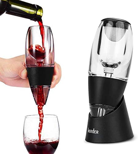 hotder Wine Aireador de Vino Tinto con Base para Vino Tinto, Negro.