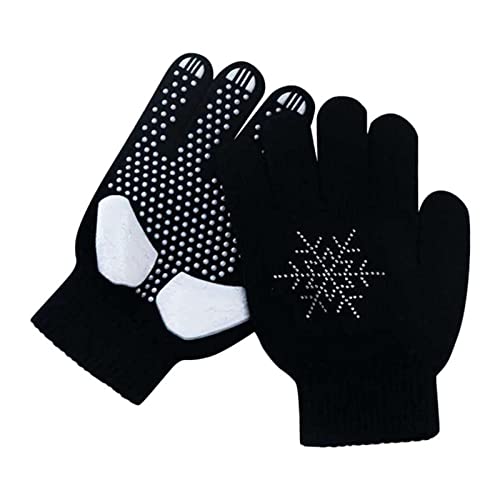 Hotfiary Guantes de Patinaje artístico para niños Niñas Guantes de Patinaje sobre Hielo Antideslizantes con Guantes térmicos de Diamantes de imitación para Regalo