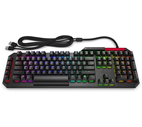 HP Omen Teclado Sequence Gaming - (5 Teclas Macros, Sistema Antighosting con N-Key rollover, Iluminación LED, Colores RGB, Puerto USB Integrado), Color Negro