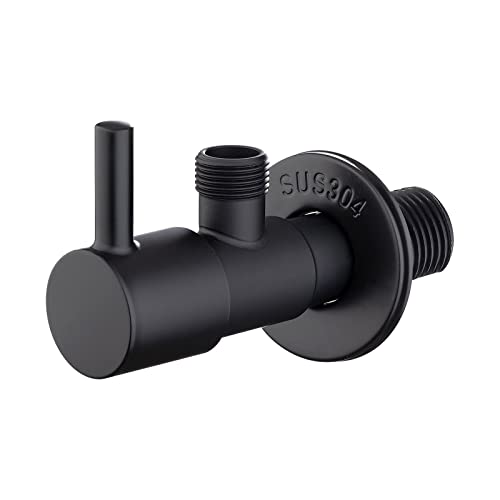 Ibergrif M22025B-3/8 Llave de Escuadra, Válvula de Ángulo Acero Inoxidable, 1/2" x 3/8", Negro