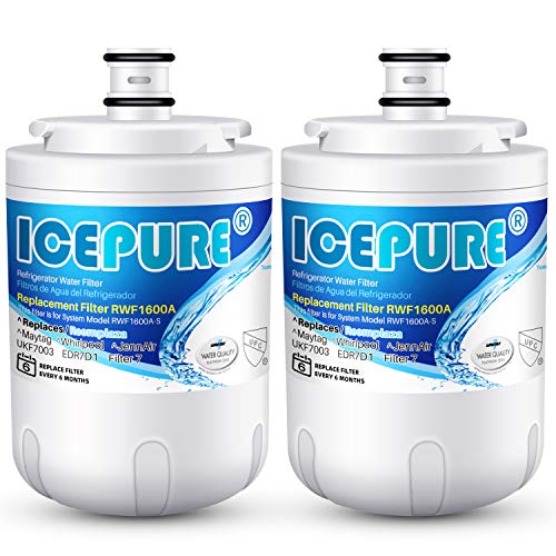 Icepure UKF7003 Filtro de agua de repuesto para refrigerador, compatible con Maytag UKF7003, UKF7002AXX, UKF7002, UKF7003AXX, 7003AXXP, UKF7001AXX, UKF6001AXX, UKF5001AXX, EDR7D1 (2 unidades)