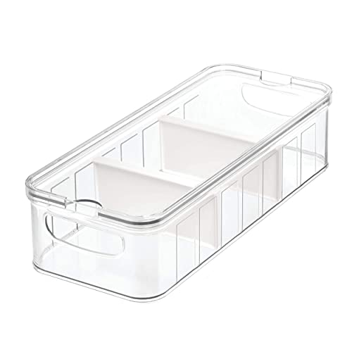 iDesign Caja organizadora para frigorífico (37,6 x 16,1 x 9,6 cm), caja de plástico libre de BPA grande, organizador de nevera o para la cocina, transparente