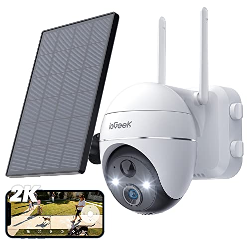 ieGeek 2K 5200mAh Batería Camara Vigilancia WiFi Exterior, Camara de Seguridad Exterior Puede Girar 360 ​​°/ Inclinarse,Detección de Movimiento PIR, Visión Nocturna a Color, Alarma de Luz y Sonido