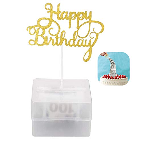 Ikruidy Caja de Dinero para Tartas Juguete Divertido Caja de Dinero de Pastel con 20 Bolsas Transparentes para Suministros de Fiesta de cumpleaños Regalo Sorpresa