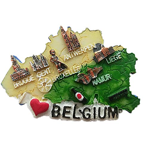 Imán para nevera 3D con mapa de Bélgica, decoración para el hogar y la cocina, diseño de Bruselas Bélgica