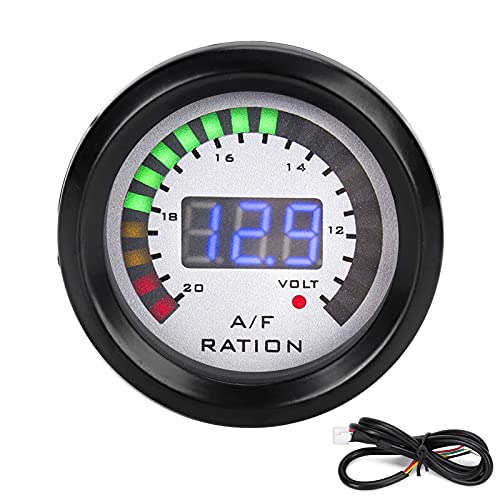 Indicador de Relación de Combustible de Aire para Automóvil de 52 Mm LED Azul Digital AFR Kit para 12V 4/6/8 Cilindro Gasolina Ehicle Banda Estrecha O2 Sensor de Oxígeno Unidad Emisora ​​Tanque de Bar